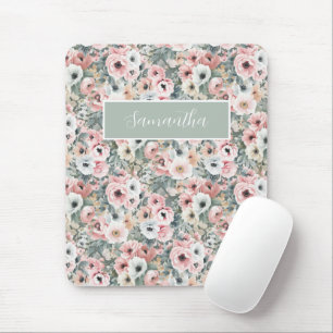 Mousepad Nome Botânico Floral Rosa
