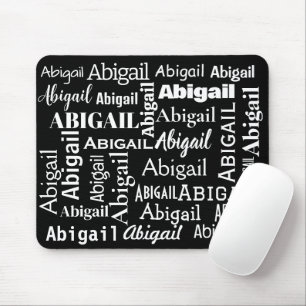 Mousepad Nome branco ABIGAIL em preto