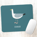 Mousepad Nome Cheeky Seagull<br><div class="desc">Uma gaivota atada ao lado do oceano. Perfeito para quem ama pássaros e costa. Remova ou altere o nome para personalizar.</div>