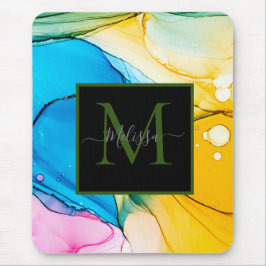 Mousepad Nome Colorido do Monograma Abstrato Marbled