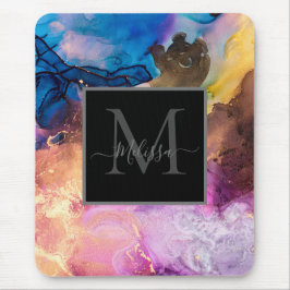 Mousepad Nome Colorido do Monograma Marbled