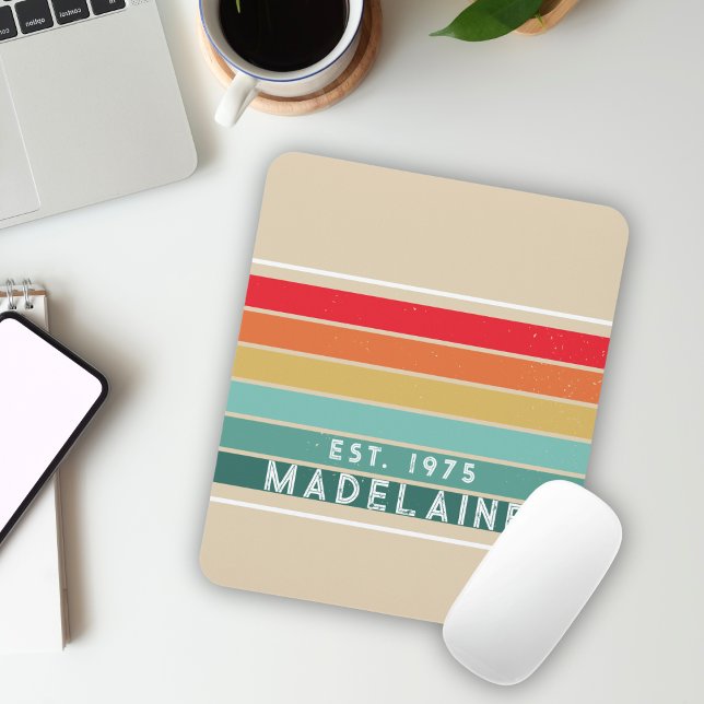 Mousepad Nome Colorido Retro Bege (Criador carregado)