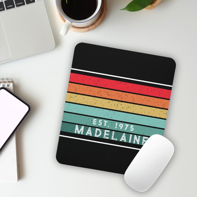 Mousepad Nome Colorido Retro Preto (Criador carregado)