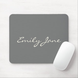 Mousepad Nome com Letra Manuscrita Cinza Elegante Personali