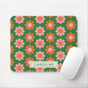 Mousepad Nome Cor-de-rosa verde do padrão da ventoinha ret