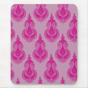 Mousepad Nome customizável cor-de-rosa de paisley