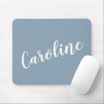 Mousepad Nome da caligrafia minimalista personalizada em az<br><div class="desc">Nome de caligrafia minimalista personalizado no teclado azul do mouse</div>