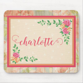 Mousepad Nome da cerca do país do padrão do Rosa Peach