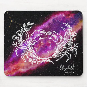 Mousepad Nome da Constelação de Câncer da Galáxia Signo do