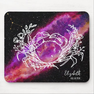 Mousepad Nome da Constelação de Câncer da Galáxia Signo do