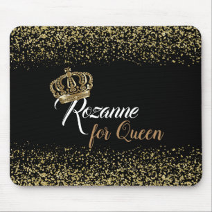 Mousepad Nome da Coroa da Rainha Na moda Dourada