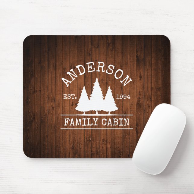 Mousepad Nome da família de cabina Impressão de madeira rus (Com mouse)