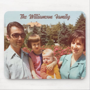Mousepad Nome da Família Foto Personalizada Rétro Script Si