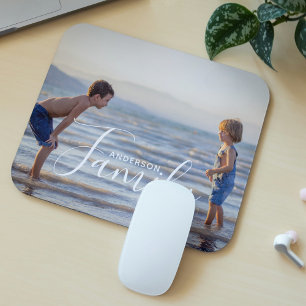 Mousepad Nome da Família Personalizada de Modelo de Foto Mo