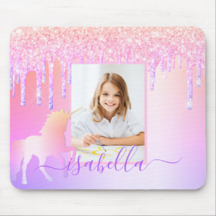 Mousepad Nome da foto do arco-íris cor-de-rosa com borra Un