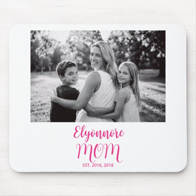 Mousepad Nome da Mãe Estabelecida em Letra Rosa Foto  (Frente)