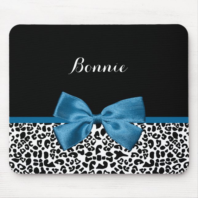 Mousepad Nome da Menina Leopard Impressão Bonito Cobalt Blu (Frente)