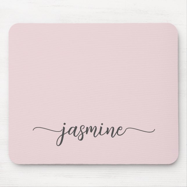 Mousepad Nome da monograma personalizada rosa de rosa simpl (Frente)