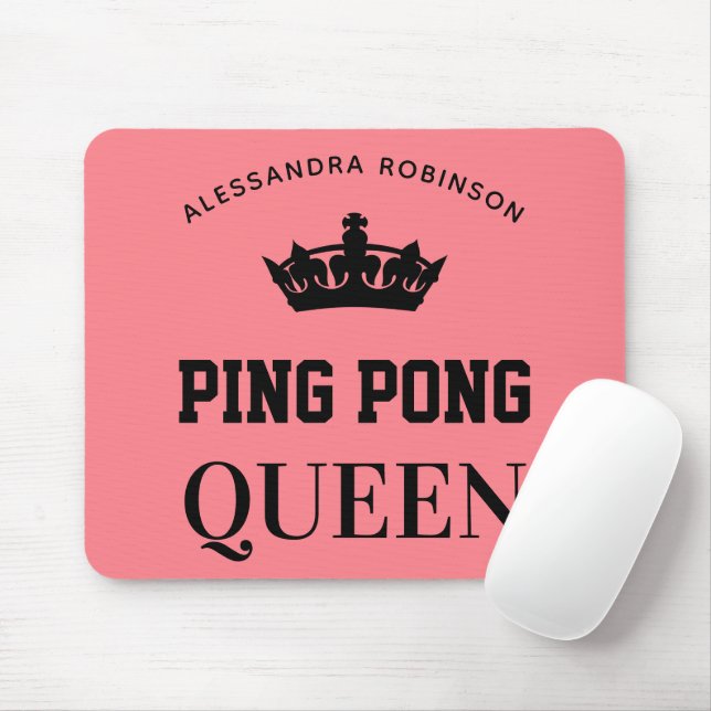 Mousepad Nome da Rainha Ping Pong personalizado (Com mouse)