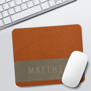 Mousepad Nome da textura de couro cinza laranja falso moder