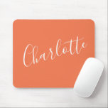Mousepad Nome da Tipografia de Script Minimalista no Coral<br><div class="desc">Nome de Tipografia de Script Minimalista no Suporte do Mouse Coral Rosa</div>