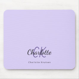 Mousepad Nome das iniciais do monograma de lavanda violeta