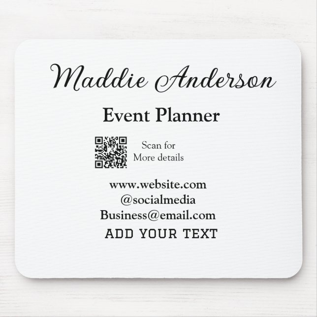 Mousepad Nome de adição do planejador de eventos QR detalhe (Frente)