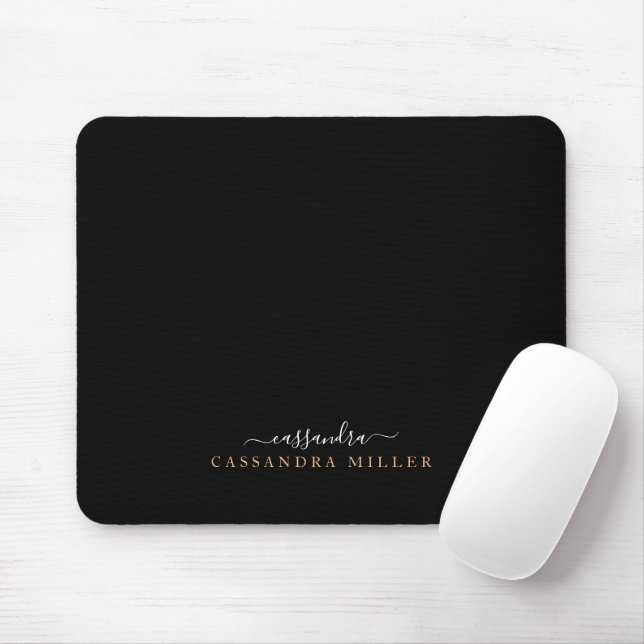 Mousepad Nome de Assinatura Simples e Preto com Letra Mão (Com mouse)