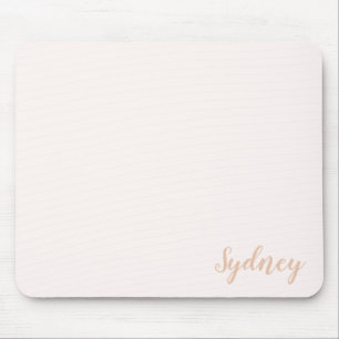 Mousepad Nome de Caligrafia Minimalista Personalizada Bege