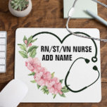 Mousepad Nome de Enfermeiro Veterano Registrado por Estudan<br><div class="desc">Design de Nome Personalizado Para Enfermeiros Registrados,  Estudantes,  Veteranos.</div>