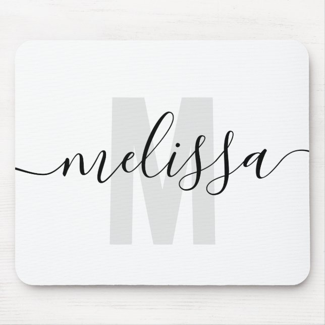 Mousepad Nome de Escrita Manual Simples Moderna do Monogram (Frente)