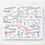 Mousepad Nome de Natal Repetitivo Personalizado<br><div class="desc">Este design foi criado através da arte digital. Pode ser personalizado na área fornecer ou personalizar escolhendo o clique para personalizar mais opções e alterando o nome, as iniciais ou as palavras. Você também pode alterar a cor e o estilo do texto ou excluir o texto de um design de...</div>