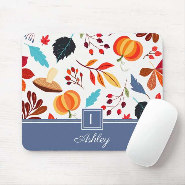 Mousepad Nome de Padrão de Outono Moderno (Com mouse)