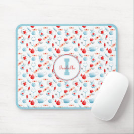 Mousepad Nome de Padrão Médico Monograma Enfermeira 