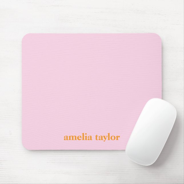 Mousepad Nome de Professor Personalizado Rosa e Laranja (Com mouse)