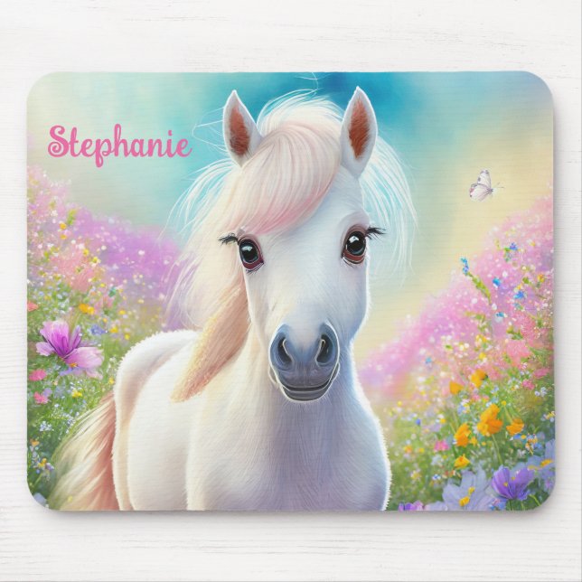 Mousepad Nome de Rapariga Personalizado Pony Cute (Frente)