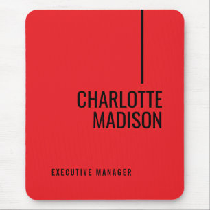 Mousepad Nome de Texto Negrito Minimalista Preto Vermelho S