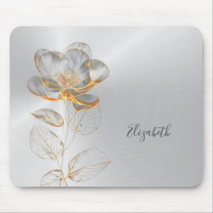 Mousepad Nome do Adicionar do Rosa Silver Dourado