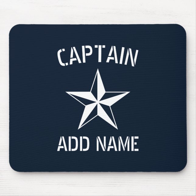 Mousepad Nome do capitão do navio estrela náutica azul mari (Frente)
