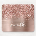 Mousepad Nome do Glam Dourado do Rosa da literia<br><div class="desc">Personalize o script de estilo manuscrito moderno para criar seu próprio mouse pad. Adicione uma inicial de monograma para criar uma combinação inicial de nome. Menina esfregando cor-de-rosa e ouro-rosa,  reluz e arte digital de folha de metal escovado (ela vai impressão como uma foto em seu presente moderno).</div>
