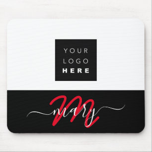 Mousepad Nome do logotipo personalizado Monograma preto ver