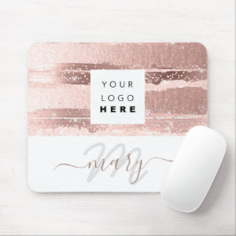 Mousepad Nome do logotipo personalizado Rosa do monograma -