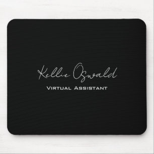 Mousepad Nome do Monograma Assistente Virtual Preto e Branc