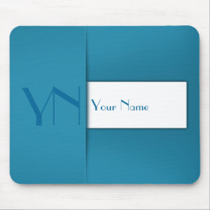 Mousepad Nome do Monograma Azul Simples Moderno