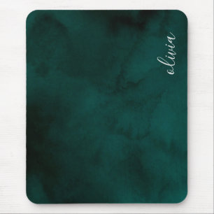 Mousepad Nome do Monograma da cor verde-escura