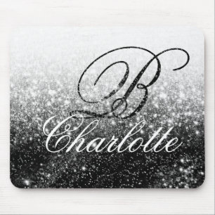 Mousepad Nome do Monograma de Script Giratório de Brilho B