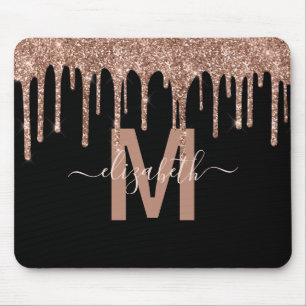 Mousepad Nome do Monograma do Glitter de Disco Dourado com 