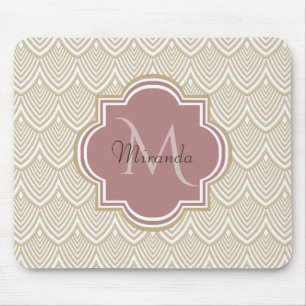 Mousepad Nome do Monograma do Mauve Scallops Archado de na