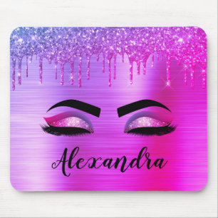 Mousepad Nome do Monograma do Minigráfico da Glitter Roxo