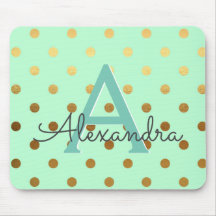 Nome do Monograma do Mint Green & Gold Foil Bolinh
